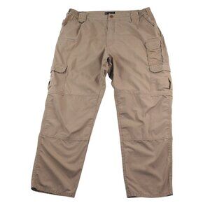 5.11 Tactical Series Cargo Pants Sz 38 X 32 Tan Brown Ripstop Elastic Waistband